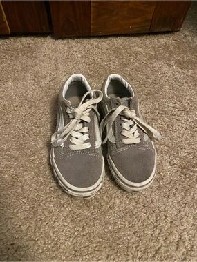 Vans Kids Gray Suede Low-Top Sneakers with White Accents